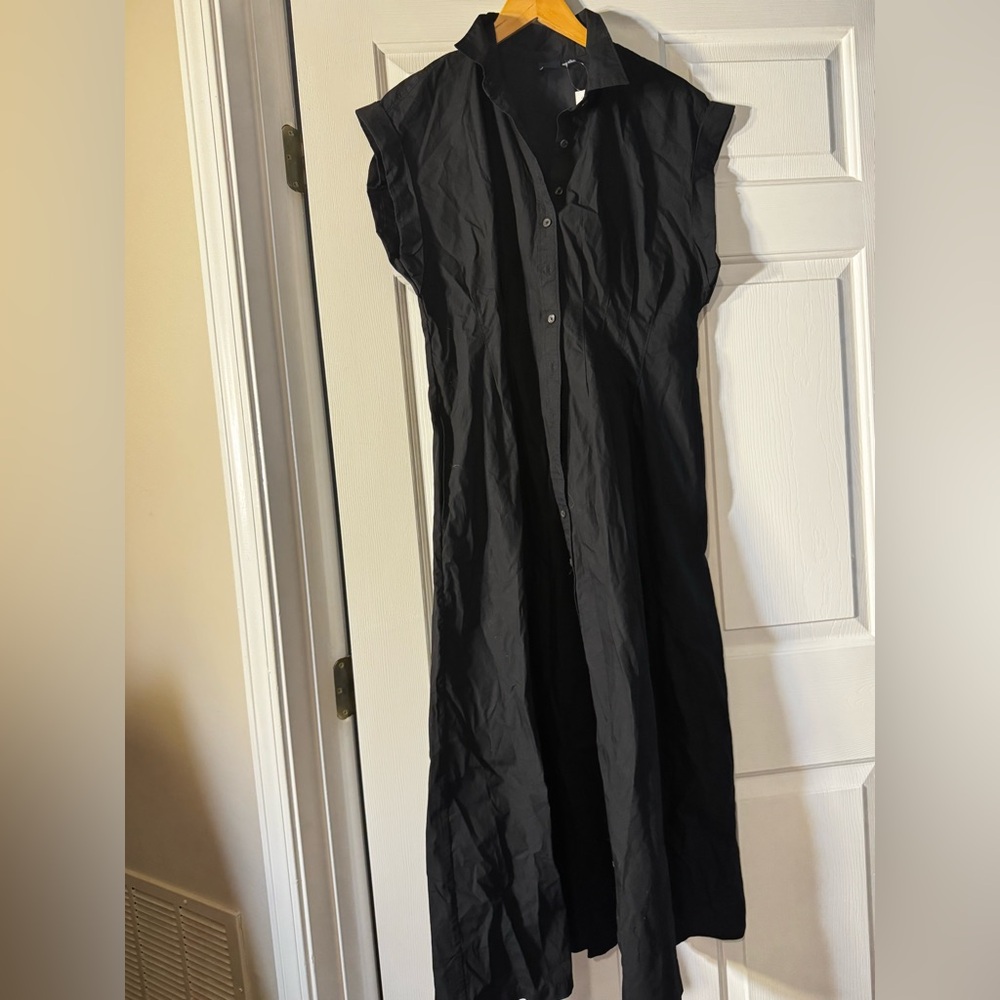 NWT! Gap Poplin Midi Black Shirtdress Contemporary - Multiple 🎻 - Picture 7 of 9